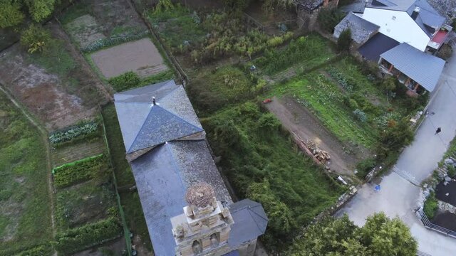 Village in El Bierzo, Leon. Spain. Aerial Drone Footage. Camino de Santiago