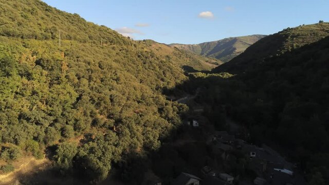 Camino de Santiago.Mountains Landscape in El Bierzo,Leon. Spain.Aerial Drone Footage.
