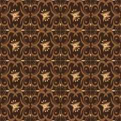 typical Solo batik unique Art work motif with elegant brown color design.