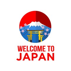 Welcome to Japan Logo Icon Element Isolated in White Background