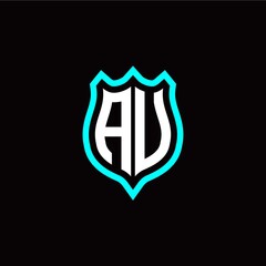 Initial A U letter with shield style logo template vector