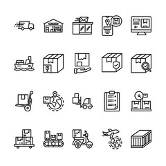 Set of Logistic outline icon Style