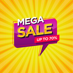 Mega Sale banner design template vector illustration