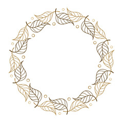 Autumn leaves wreath. Vector round frame,