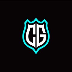 Initial C G letter with shield style logo template vector