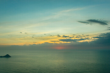 sunrise seen from the top of the telegraph stone ( pedra do telegrafo ) in rio de janeiro.
