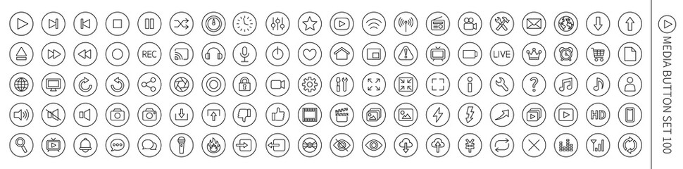 Media button icon set 100
