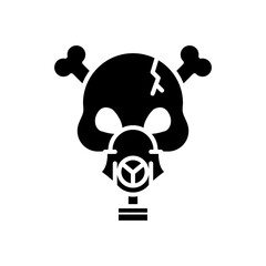 death skull head wearing mask with bones crossed silhouette style icon