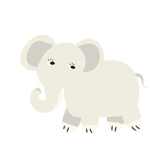 Cute cartoon elephant. Flat vector illustration isolated on white background. Element for design.