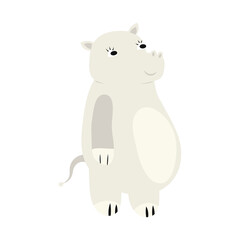 Cute cartoon hippo. Flat vector illustration isolated on white background. Element for design.