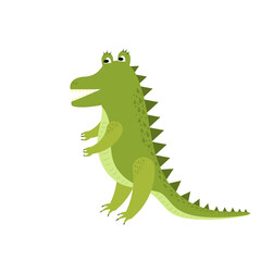 Cute cartoon crocodile. Flat vector illustration isolated on white background. Element for design.