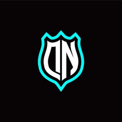 Initial D N letter with shield style logo template vector