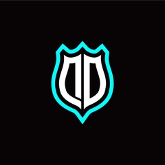 Initial D O letter with shield style logo template vector