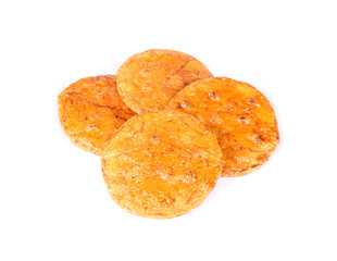 Japanese rice crackers isolated on white background