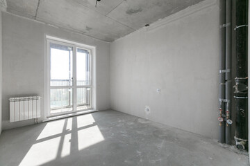 interior of the apartment without decoration in gray colors