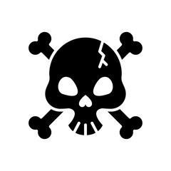 death skull head broken with bones crossed silhouette style icon