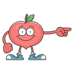 smiling peach fruit cartoon character