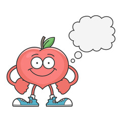 smiling peach fruit cartoon character