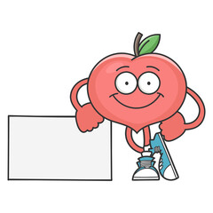 smiling peach fruit cartoon character