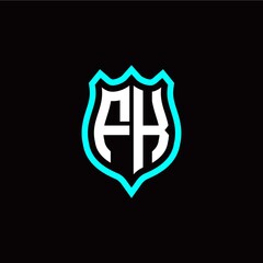 Initial F K letter with shield style logo template vector