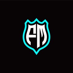 Initial F M letter with shield style logo template vector