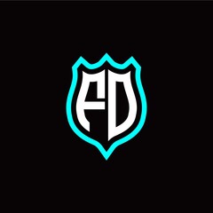 Initial F O letter with shield style logo template vector