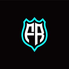 Initial F R letter with shield style logo template vector