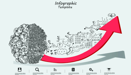  Brain  think analyze creative work,flat design illustration Creativity modern Idea and Concept Vector Infographic template.