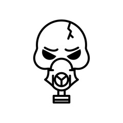 death skull head broken wearing mask line style icon