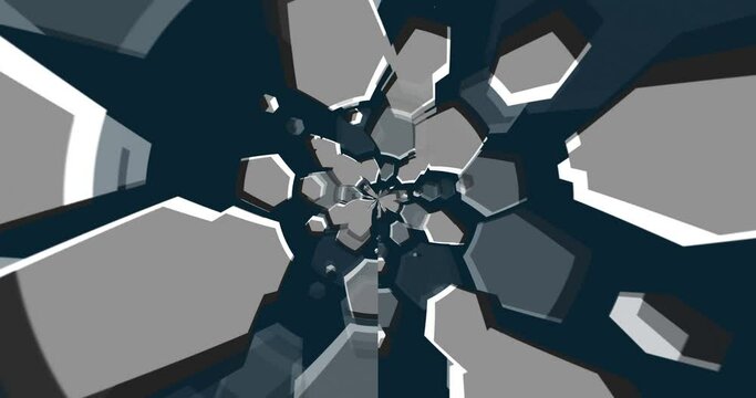 Abstract hexagonal contour changes geometric surface