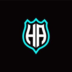 Initial H A letter with shield style logo template vector