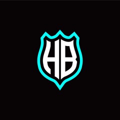 Initial H B letter with shield style logo template vector