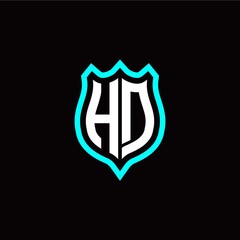 Initial H D letter with shield style logo template vector