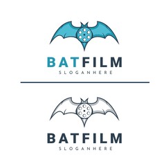 Creative Bat and Movie Film Logo Design Vector 