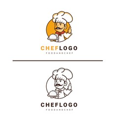 Bhef Bring Dish Food Logo Design Cartoon Kid Character Vector Illustration For Restaurant