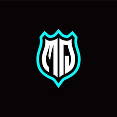 Initial M Q letter with shield style logo template vector
