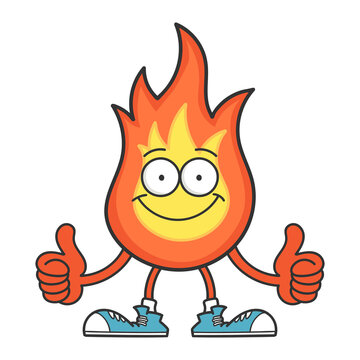 smiling fireball cartoon character isolated