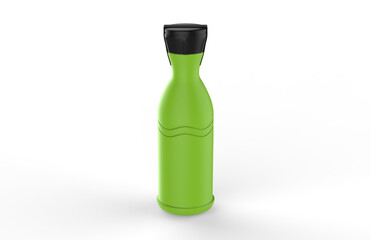 Plastic juice bottle brand concept isolated on white background. 3d illustration