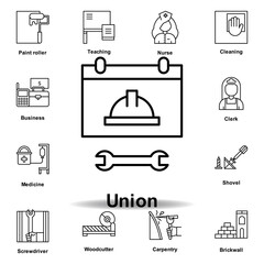 union outline icon. set of labor day illustration icon. Signs and symbols can be used for web, logo, mobile app, UI, UX