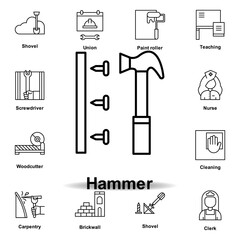 hammer outline icon. set of labor day illustration icon. Signs and symbols can be used for web, logo, mobile app, UI, UX
