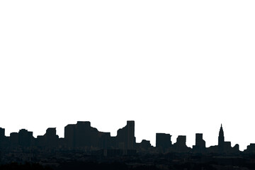 Fototapeta premium 【都市イメージ】住宅街とビル群のシルエット