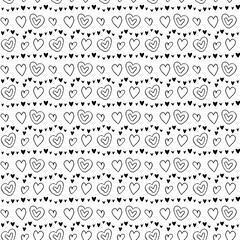 Hand drawn seamless retro pattern, polka dot with hearts in row. Can be used for wallpaper, prints fills, web page background, surface textures