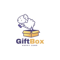 Vector Logo Illustration Gift Box Simple Mascot Style.