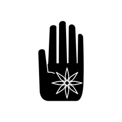 navratri hand with flower silhouette style icon