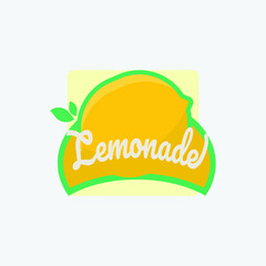 Fresh Lemonade logo vector with flat design lemon Illustration of tag bange sticker logo and stamp. Lemon syrup lemon juice