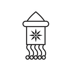 navratri lamp with flower line style icon