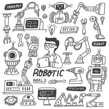 Set of Robotic Industry Doodles