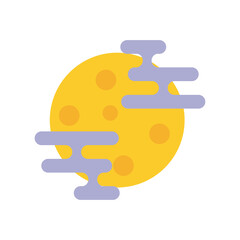 chinese full moon with cloud flat style icon