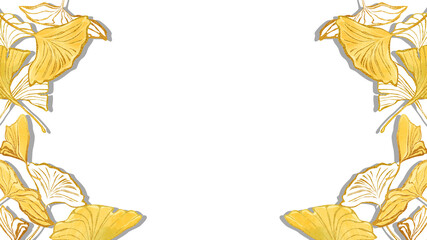 金縁イチョウの秋のフレーム背景