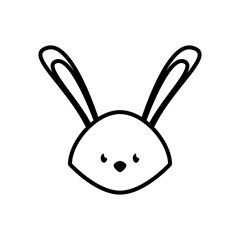 cute rabbit head line style icon